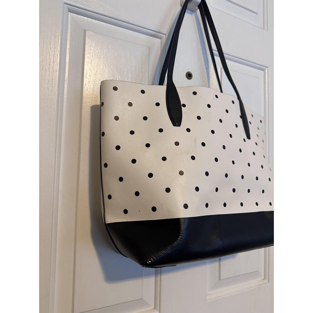 Kate Spade Tote Bag Womens Large White Leather Minnie Mouse Disney Polka Dot - Picture 6 of 13